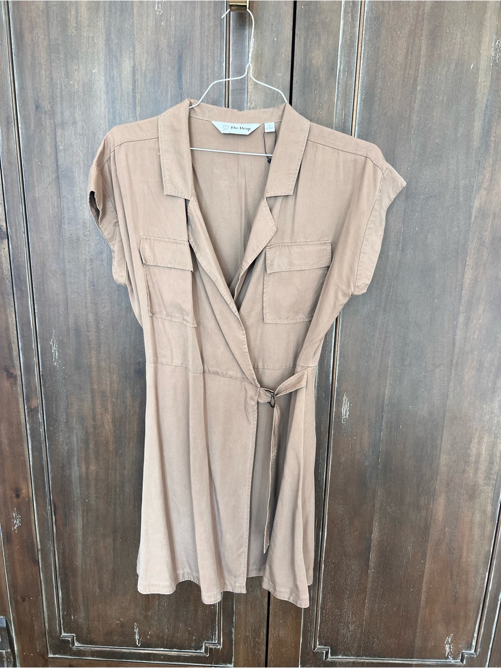 The Drop Taupe Short-Sleeve Wrap Dress